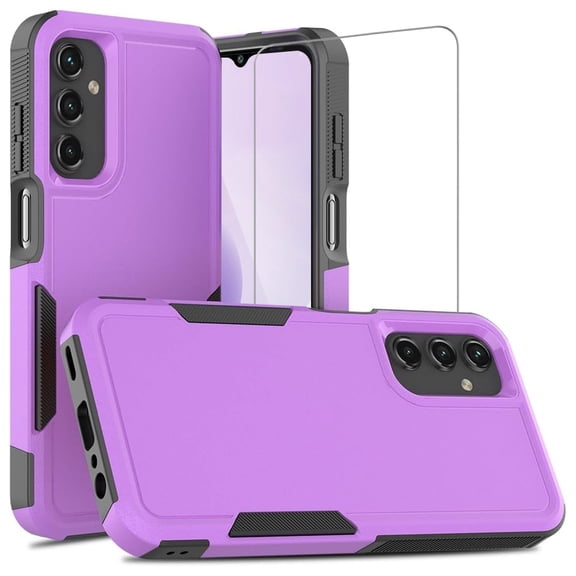 TJS for Samsung Galaxy A16 5G Phone Case, with Tempered Glass Screen Protector, Heavy Duty Rugged Shockproof Full Body Protection Cover for Galaxy A16 5G (Purple)