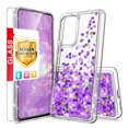 thumbnail image 1 of TJS for Samsung Galaxy A23 5G Phone Case, with Tempered Glass Screen Protector, Bling Glitter Sparkle Liquid Infused Moving Quicksand Floating Waterfall Cover (Purple), 1 of 2