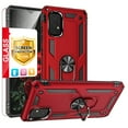thumbnail image 1 of TJS for Samsung Galaxy A23 5G Phone Case, with Tempered Glass Screen Protector, Impact Resistant Metal Ring Magnetic Support Kickstand Drop Protector Cover for Galaxy A23 5G (Red), 1 of 6