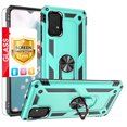 thumbnail image 1 of TJS for Samsung Galaxy A23 5G Phone Case, with Tempered Glass Screen Protector, Impact Resistant Metal Ring Magnetic Support Kickstand Drop Protector Cover for Galaxy A23 5G (Teal), 1 of 6