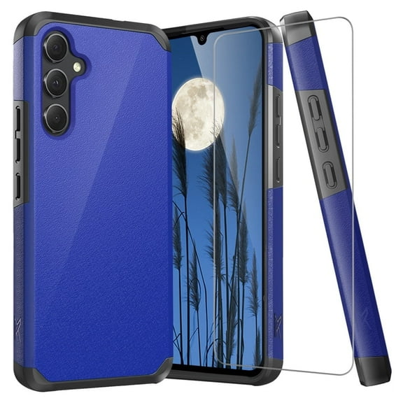 TJS for Samsung Galaxy A36 5G / A56 5G Phone Case, with Tempered Glass Screen Protector, Dual Layer Hybrid Magnetic Support Shockproof Heavy Duty Cover for Galaxy A36 5G (Blue)