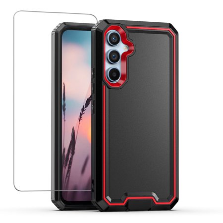 TJS for Samsung Galaxy A36 5G / A56 5G Phone Case, with Tempered Glass Screen Protector, Dual Layer Shockproof Rugged Hybrid Drop Protector Cover for Galaxy A36 5G (Black)