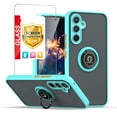 thumbnail image 1 of TJS for Samsung Galaxy A54 5G Phone Case, with Tempered Glass Screen Protector, 360 Degrees Rotating Metal Ring Magnetic Support Kickstand Cover for Galaxy A54 5G (Light Blue), 1 of 7