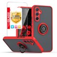 thumbnail image 1 of TJS for Samsung Galaxy A54 5G Phone Case, with Tempered Glass Screen Protector, 360 Degrees Rotating Metal Ring Magnetic Support Kickstand Cover for Galaxy A54 5G (Red), 1 of 7