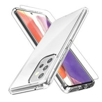 TJS for Samsung Galaxy A54 5G Phone Case, with Tempered Glass Screen Protector, Crystal Clear Transparent Shockproof Drop Protective Back Cover for Galaxy A54 5G (Clear)