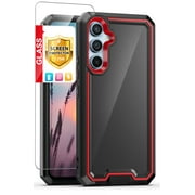 TJS for Samsung Galaxy A54 5G Phone Case, with Tempered Glass Screen Protector, Dual Layer Shockproof Rugged Hybrid Drop Protector Cover for Galaxy A54 5G (Black)