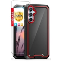 TJS for Samsung Galaxy A54 5G Phone Case, with Tempered Glass Screen Protector, Dual Layer Shockproof Rugged Hybrid Drop Protector Cover for Galaxy A54 5G (Black)