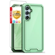 TJS for Samsung Galaxy A54 5G Phone Case, with Tempered Glass Screen Protector, Dual Layer Shockproof Rugged Hybrid Drop Protector Cover for Galaxy A54 5G Green
