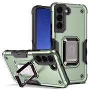 TJS for Samsung Galaxy S22 Plus Phone Case, [Military Grade] Heavy Duty Protective Cover, Magnetic Support Ring Kickstand Case for Samsung S22 Plus (Green)