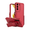 thumbnail image 1 of TJS for Samsung Galaxy S23 Case, with Belt Clip Holster, Heavy Duty Military Grade Drop Protection Hard Phone Case with 360° Rotating Kickstand Clip for Galaxy S23 (Red), 1 of 9