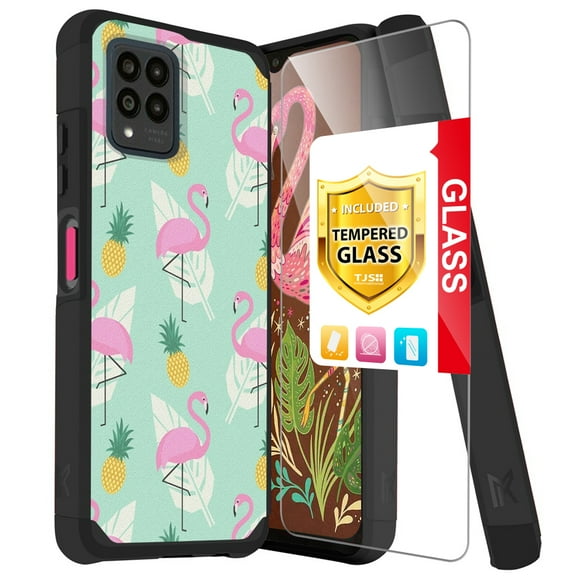 TJS for T-Mobile Revvl 6x Pro 5G / 6 Pro 5G Phone Case, Dual Layer Heavy Duty (Magnetic Mount Friendly) Shockproof Drop Protection Hybrid Cover (Flamingo)