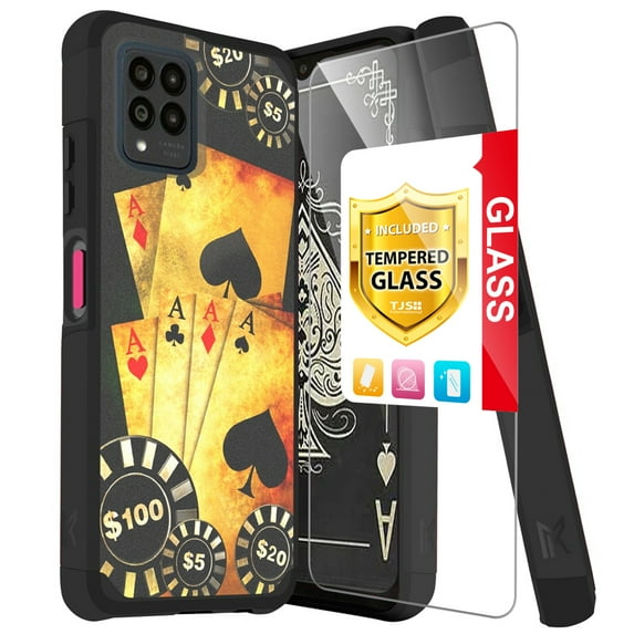 TJS for T-Mobile Revvl 6x Pro 5G / 6 Pro 5G Phone Case, Dual Layer Heavy Duty (Magnetic Mount Friendly) Shockproof Drop Protection Hybrid Cover (Poker)