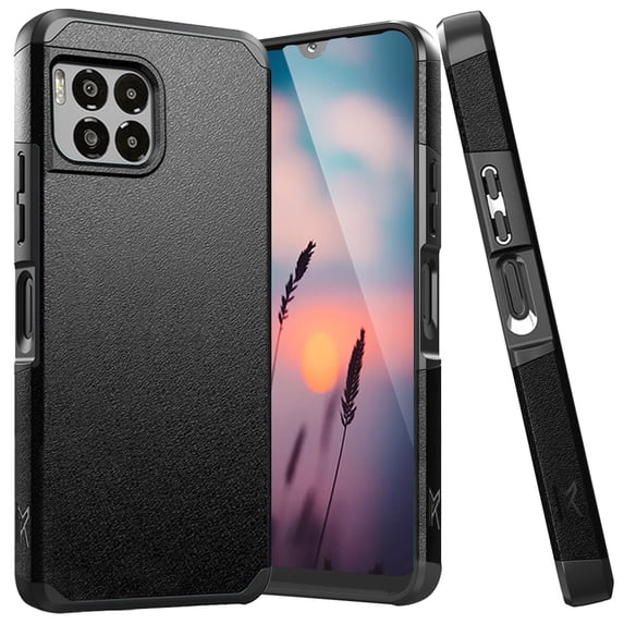 TJS Phone Case for T-Mobile Revvl 7 Pro 5G, Dual Layer Hybrid Magnetic Support Shockproof Heavy Duty Cover (Black)