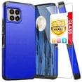 thumbnail image 1 of TJS for T-Mobile Revvl 7 Pro 5G Phone Case, with Tempered Glass Screen Protector, Dual Layer Hybrid Magnetic Support Shockproof Heavy Duty Cover (Blue), 1 of 7