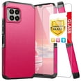 thumbnail image 1 of TJS for T-Mobile Revvl 7 Pro 5G Phone Case, with Tempered Glass Screen Protector, Dual Layer Hybrid Magnetic Support Shockproof Heavy Duty Cover (Pink), 1 of 7