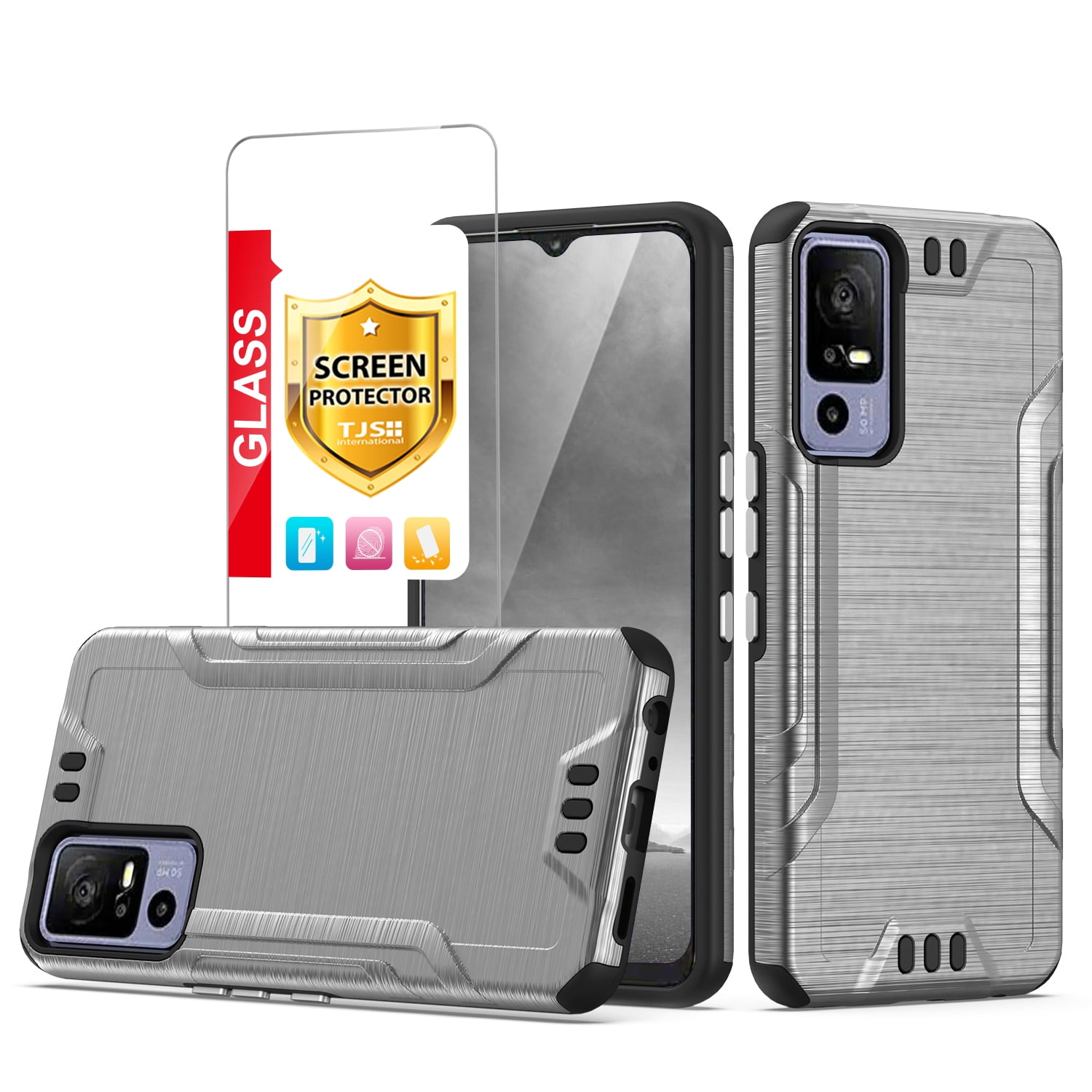 TJS for TCL 40 XE 5G Phone Case, with Tempered Glass Screen Protector