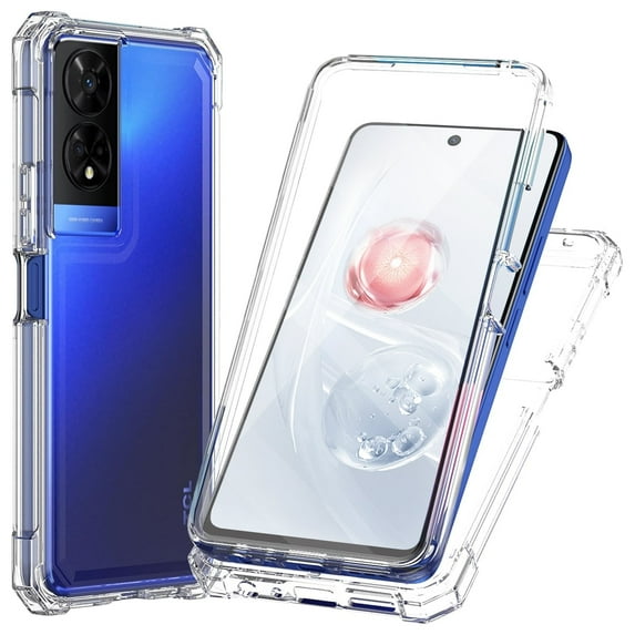 TJS for TCL 50 XE 5G (T614SP) / TCL 50 XE NXTPAPER 5G (T614WS) Phone Case, with Built-in Screen Protector, Full Body Protective Heavy Duty Hybrid Bumper Cover for TCL 50XE (Clear)