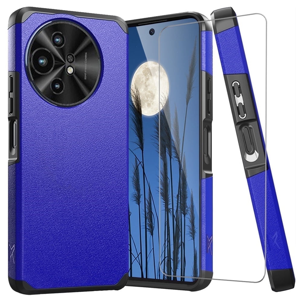 MIBZOR 4 in 1 Cover Compatibile con TCL 50 NxtPaper 5G / TCL 50 Pro NxtPaper 5G (6.8) e 3 Pezzi Vetro Temperato Pellicola Protettiva, Nero Morbido