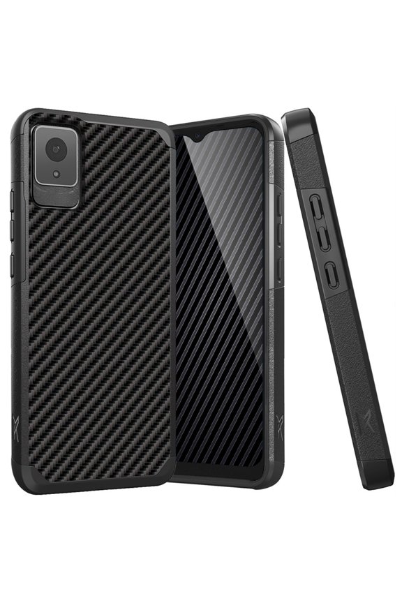 Phone Case for TCL K11 T432W / TCL 502, Dual Layer Hybrid Magnetic Support Shockproof Heavy Duty Cover (Carbon Fiber Image)
