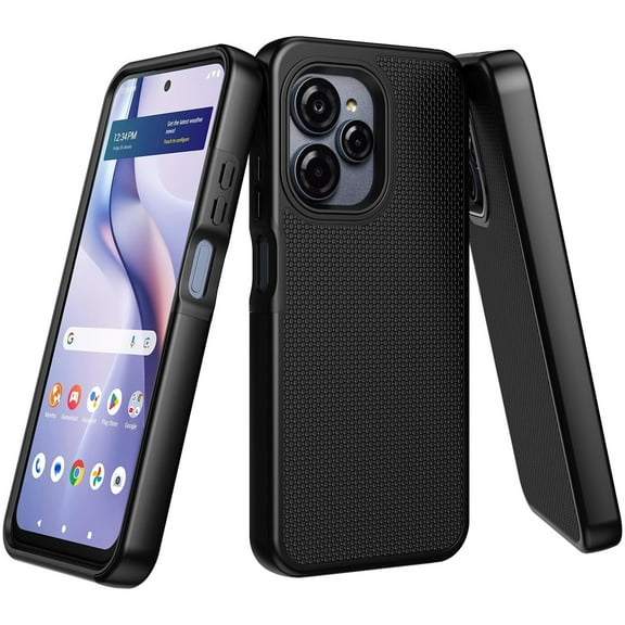 TJS for BLU View Speed Ultra 5G 2025 Phone Case, Slim Dual Layer Hybrid Shockproof Rugged Phone Cover (Black)