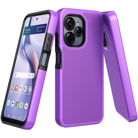 TJS for BLU View Speed Ultra 5G 2025 Phone Case, Slim Dual Layer Hybrid Shockproof Rugged Phone Cover (Purple)
