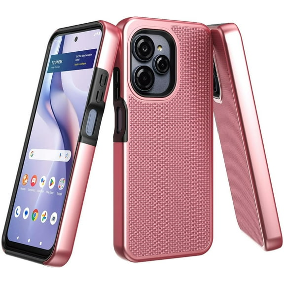 TJS for BLU View Speed Ultra 5G 2025 Phone Case, Slim Dual Layer Hybrid Shockproof Rugged Phone Cover (Rose Gold)