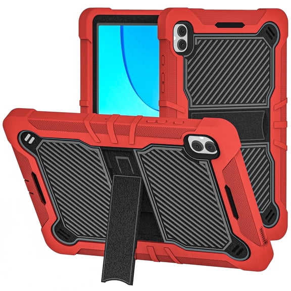 TJS for Celero 5G Tab Case, Heavy Duty Shockproof Protective Hybrid Kickstand Tablet Cover (Red)