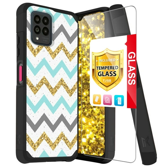 TJS for Cricket Icon 4 Phone Case, Dual Layer Hybrid (Magnetic Mount Friendly) Shockproof Drop Protection Impact Cover (ZigZag)