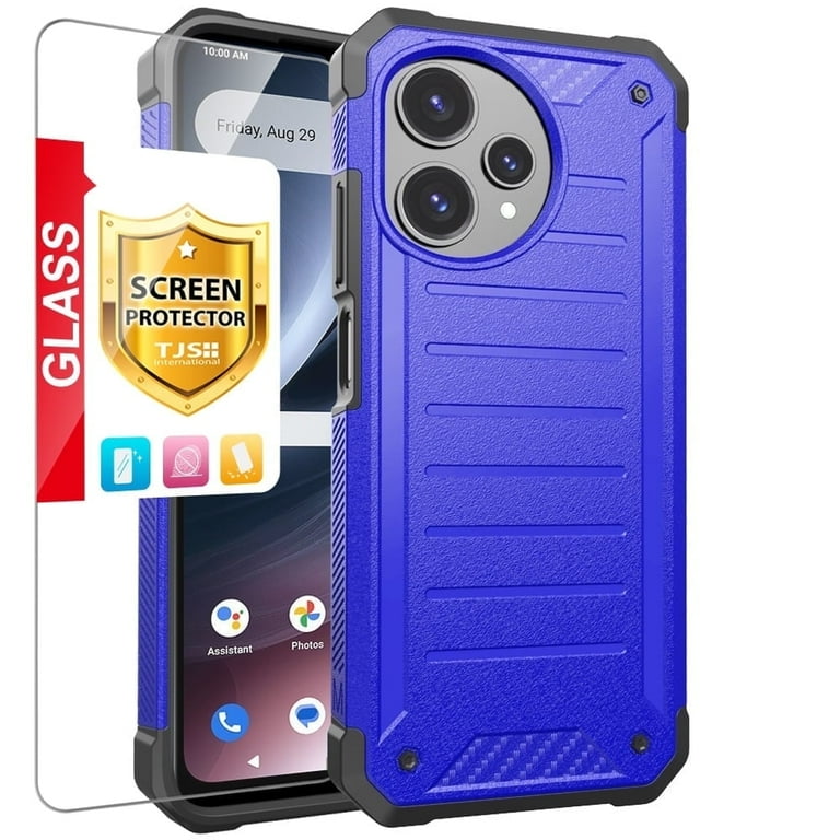 TJS for Cricket Icon PRO 2026 / AT&T Motivate Pro 2 5G Phone Case, with  Tempered Glass Screen Protector, Tough Lined Design Hybrid Shockproof  Protection Cover (Blue) - Walmart.com