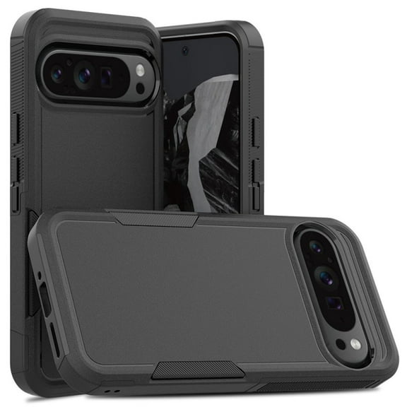 TJS for Google Pixel 10 / 10 Pro Phone Case, Heavy Duty Rugged Shockproof Full Body Protection Cover (Black)