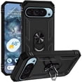 thumbnail image 1 of TJS for Google Pixel 9 Pro XL (XL Version Only) Phone Case, Impact Resistant Metal Ring Magnetic Support Kickstand Drop Protector Cover (Black), 1 of 5