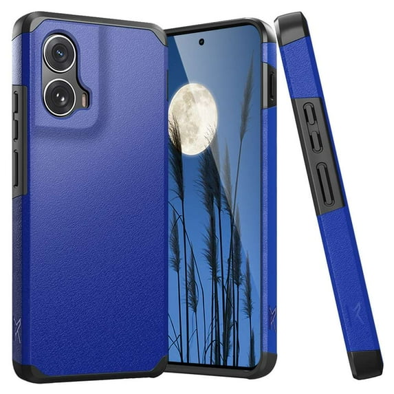 TJS for Motorola Moto Edge 5G 2024 Phone Case, Dual Layer Hybrid Magnetic Support Shockproof Heavy Duty Cover for Moto Edge 5G 2024 (Blue)