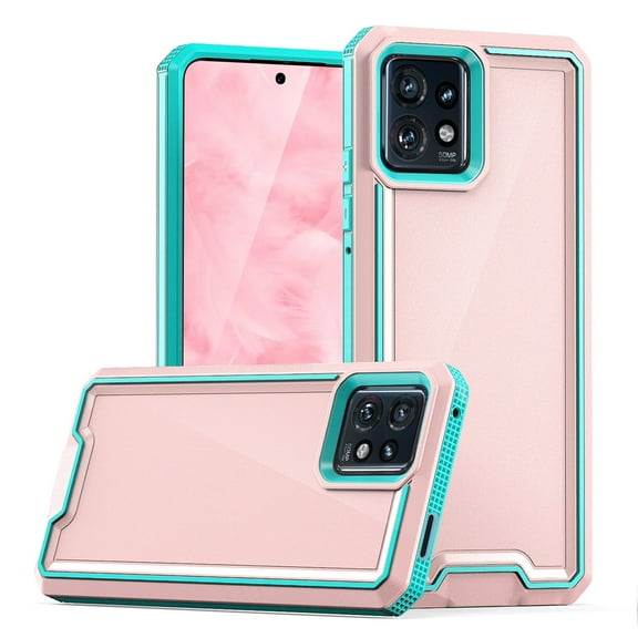 TJS for Motorola Moto Edge Plus 2023 Phone Case, Dual Layer Shockproof Rugged Hybrid Drop Protector Cover for Moto Edge Plus 2023 (Pink)