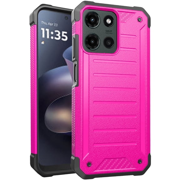 TJS for Motorola Moto G 5G 2025 / Moto G 2026 / Moto G Play 2026 Phone Case, Tough Lined Design Hybrid Shockproof Protection Cover (Pink)