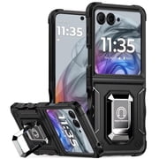 TJS Phone Case for Motorola Razr 2026/Razr 2025/Razr 2024, [Military Grade] Heavy Duty Magnetic Support Ring Kickstand Cover for Moto Razr 2024/2025 Black