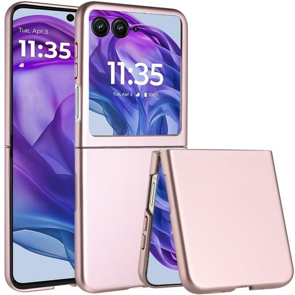 TJS Phone Case for Motorola Razr 2025/2024, Slim Matte Finish Snap On Protective Cover for Moto Razr 2024/2025 (Rose Gold)