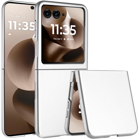TJS for Motorola Razr Ultra 2025 Phone Case, Slim Matte Finish Protective Cover (Silver)