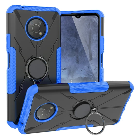 TJS for Nokia G300 5G (N1374DL) Phone Case, Defender Metal Ring Magnetic Support Kickstand Drop Protector Cover (Blue)
