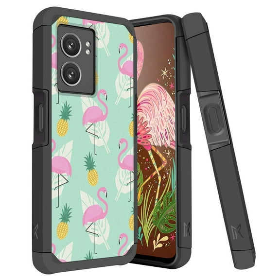 TJS for OnePlus Nord N300 5G Phone Case, Magnetic Support Dual Layer Drop Protection Impact Rugged Armor Cover (Flamingo)