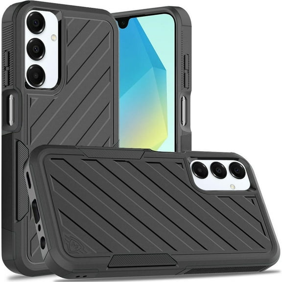TJS for Samsung Galaxy A16 5G Phone Case, [Military Grade] Noble Lined Shockproof Dual Layer Hybrid Protective Cover for Galaxy A16 5G (Black)