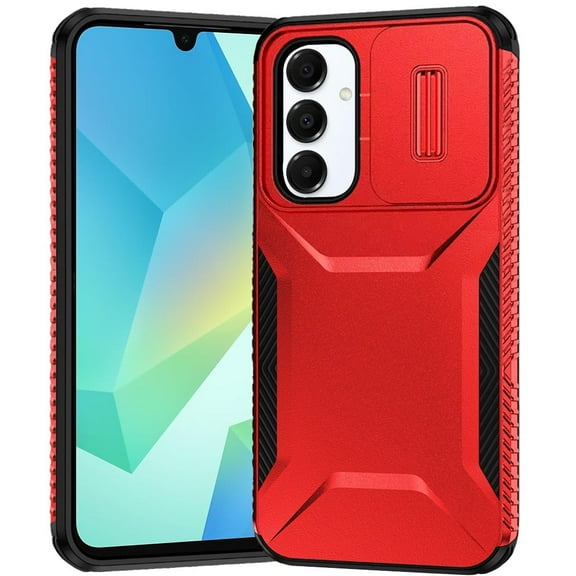 TJS for Samsung Galaxy A16 5G Phone Case, Slide Camera Cover Shockproof TPU+PC Lens Protection Cover for Galaxy A16 5G (Red)