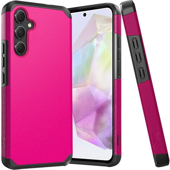 TJS for Samsung Galaxy A36 Phone Case, Magnetic Support Dual Layer Shockproof Drop Protection Impact Cover for Galaxy A36 (Pink)