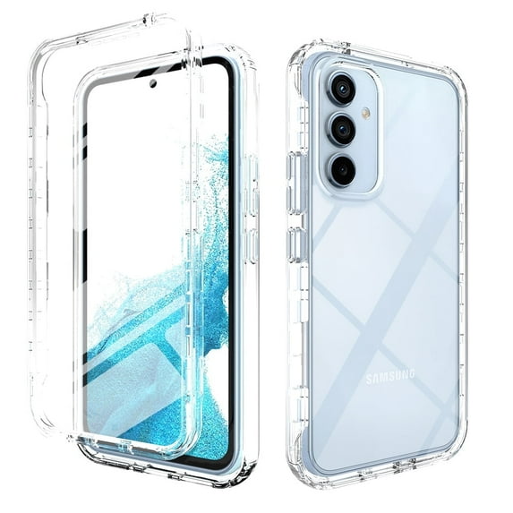 TJS for Samsung Galaxy A54 5G Phone Case, with Built-in Screen Protector, Full Body Protective Heavy Duty Hybrid Cover for Galaxy A54 5G (Clear)