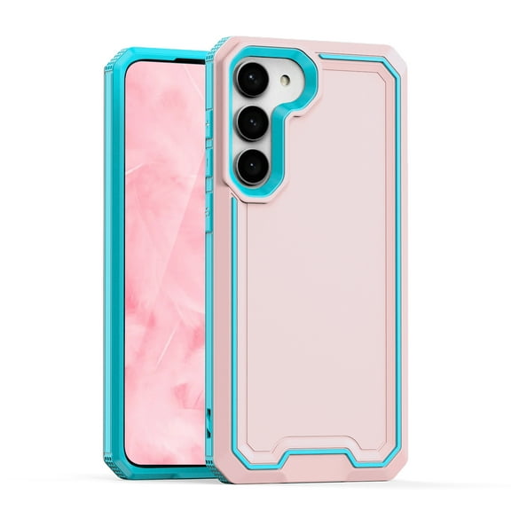 TJS for Samsung Galaxy S23 Phone Case, Dual Layer Shockproof Rugged Hybrid Drop Protector Cover for Galaxy S23 (Pink)