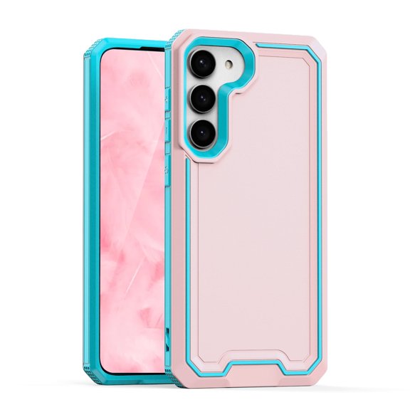 TJS for Samsung Galaxy S23 Phone Case, Dual Layer Shockproof Rugged Hybrid Drop Protector Cover for Galaxy S23 (Pink)