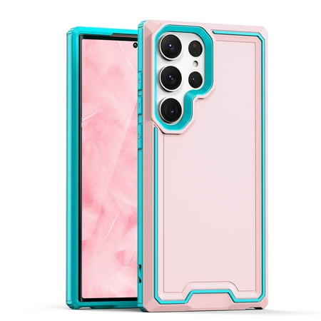 TJS for Samsung Galaxy S23 Ultra Phone Case, Dual Layer Shockproof Rugged Hybrid Drop Protector Cover for Galaxy S23 Ultra (Pink)
