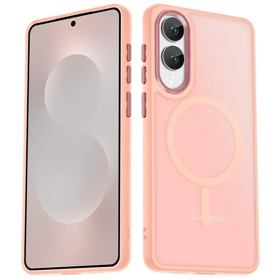 TJS for Samsung Galaxy S25 Edge Phone Case, Magnetic Ring Translucent Protective Cover for Samsung S25 Edge (Pink)