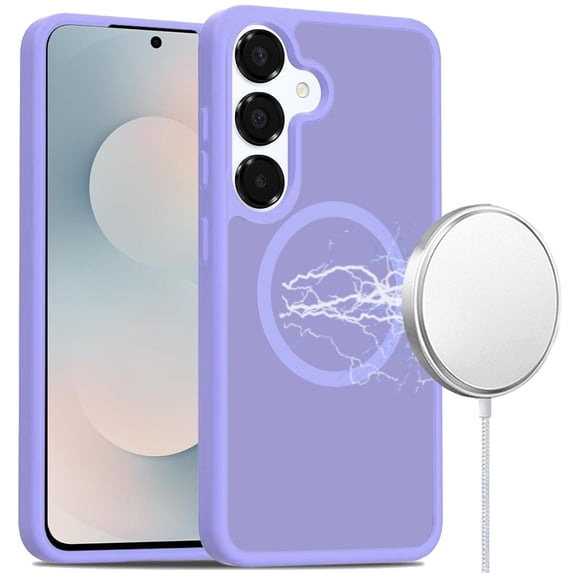 TJS for Samsung Galaxy S25 FE Phone Case, Magnetic Ring TPU Frame Shockproof Slim Protective Back Cover for Galaxy S25 FE (Light Purple)