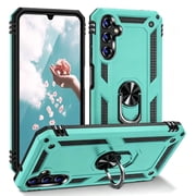 TJS for Samsung Galaxy S25 / S24 Phone Case, Impact Resistant Metal Ring Magnetic Support Kickstand Drop Protector Cover for Galaxy S25 (Teal)