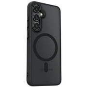 TJS for Samsung Galaxy S25 Plus Phone Case, Magnetic Ring Translucent Protective Cover for Samsung S25 Plus Black